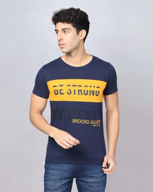 Slim Fit Typographic Print Crew-Neck T-Shirt