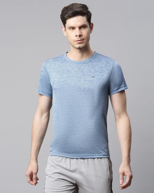 Buy Heathered Slim Fit Crew-Neck T-Shirt Online at Best Prices in India ...