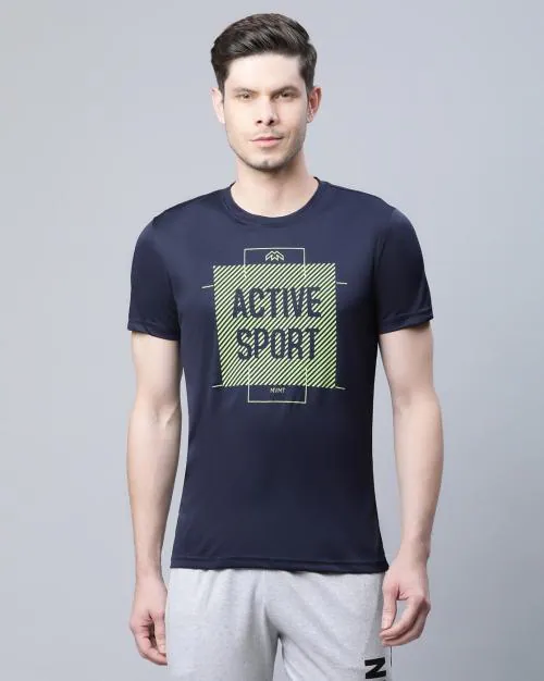 Typographic Print Slim Fit Crew-Neck T-Shirt