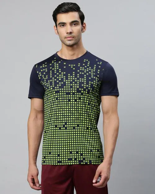 Geometric Print Slim Fit Crew-Neck T-Shirt