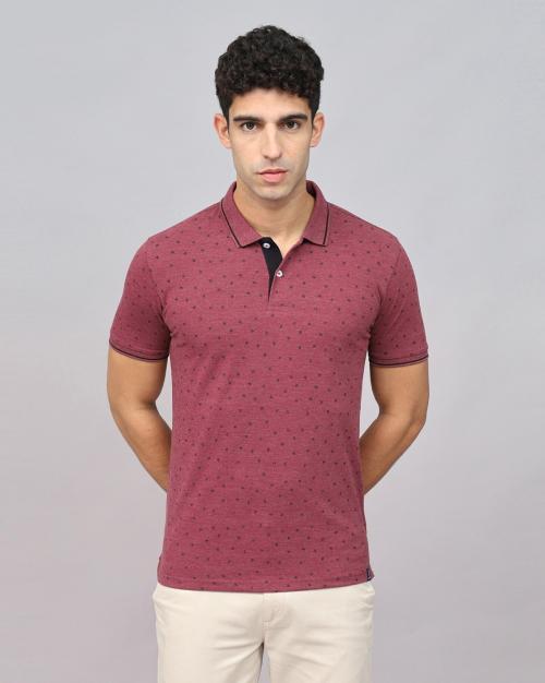 Micro Print Slim Fit Polo T-Shirt