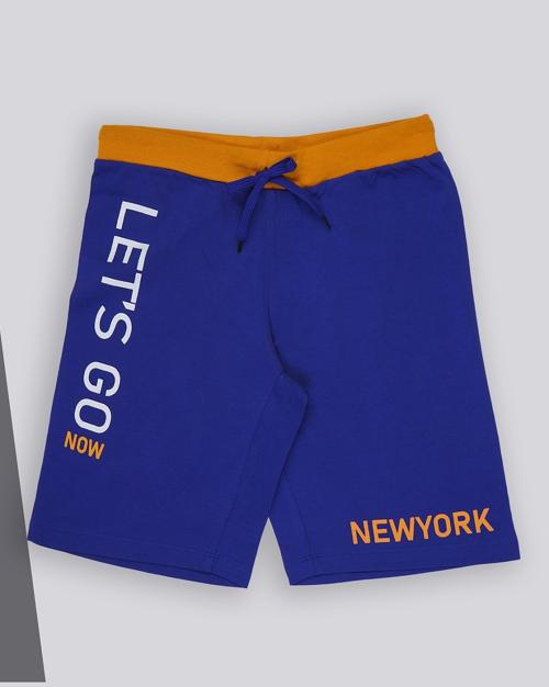 Typographic Print Shorts with Drawstring Waist