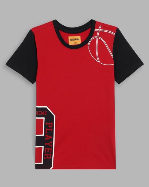 Numeric Print Round-Neck T-Shirt