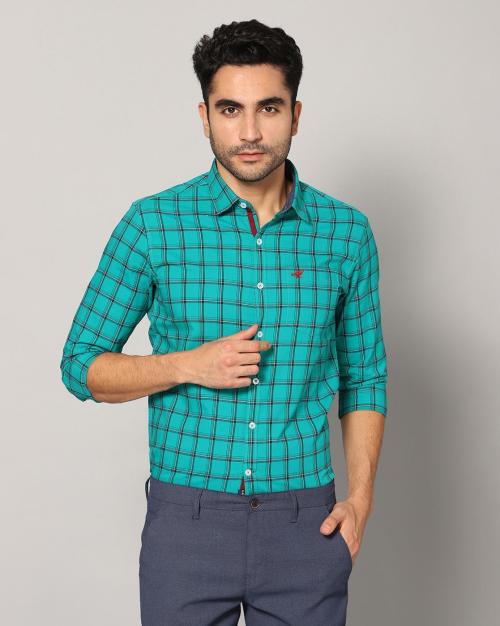 Buy Men Checked Slim Fit Shirt with Patch Pocket Online at Best Prices