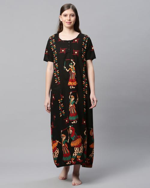 Printed Nightie with Pocket