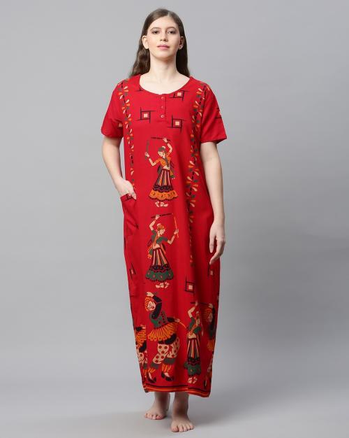 Printed Nightie with Pocket