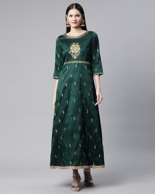 Embroidered A-Line Gown