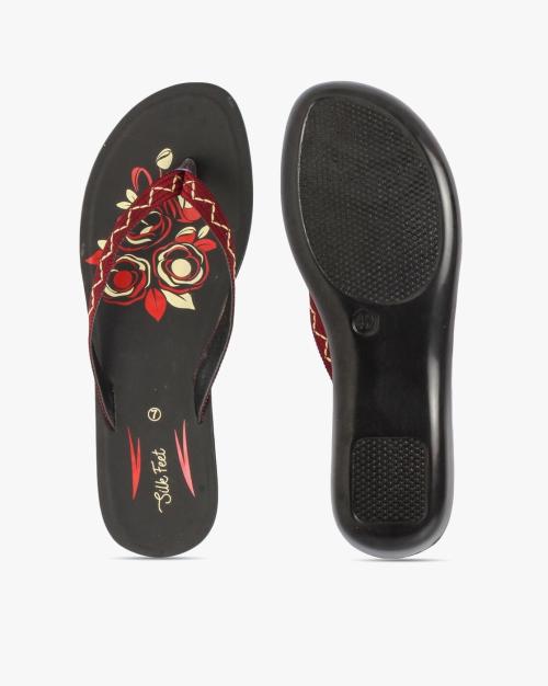 Women Thong-Strap Flat Sandals with Printed Footbed