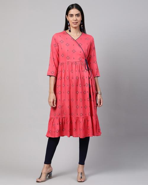 Printed Angrakha Kurta