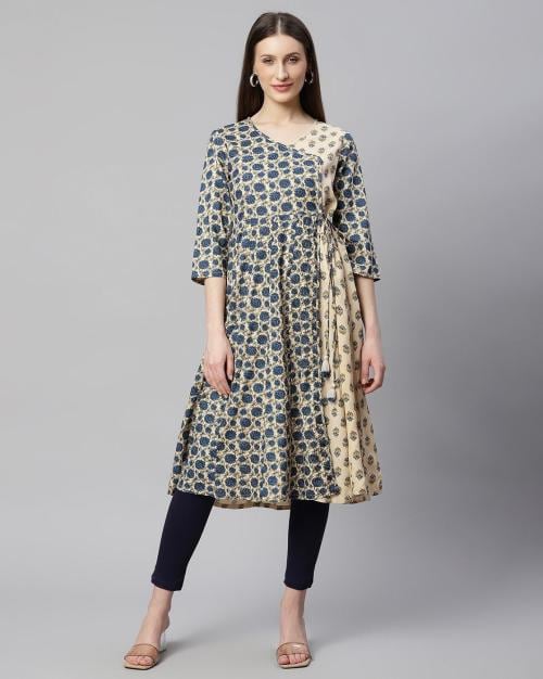 Printed Angrakha Kurta