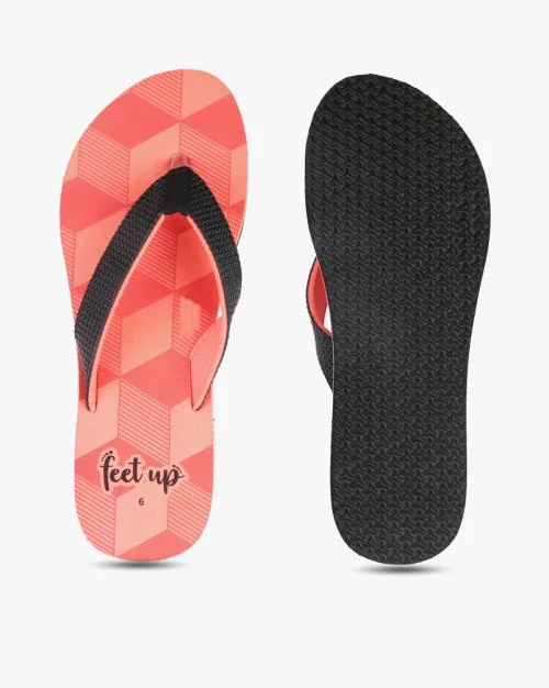 Thong-Strap Flip-Flops with Brand Print