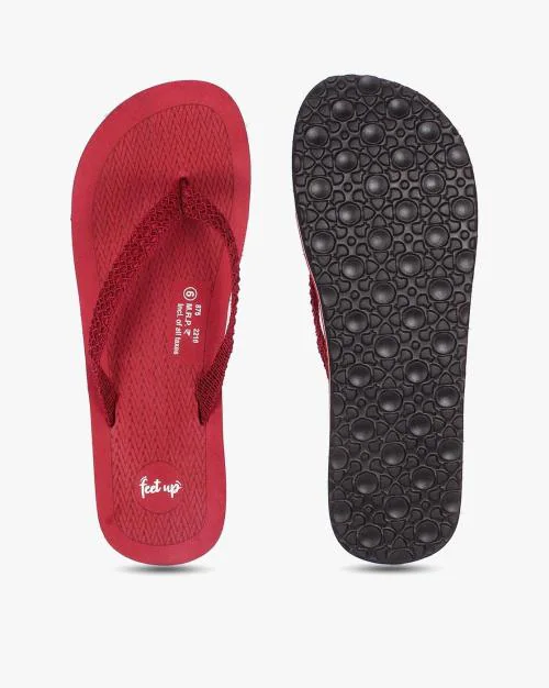 Chevron Print Thong-Strap Flip-Flops