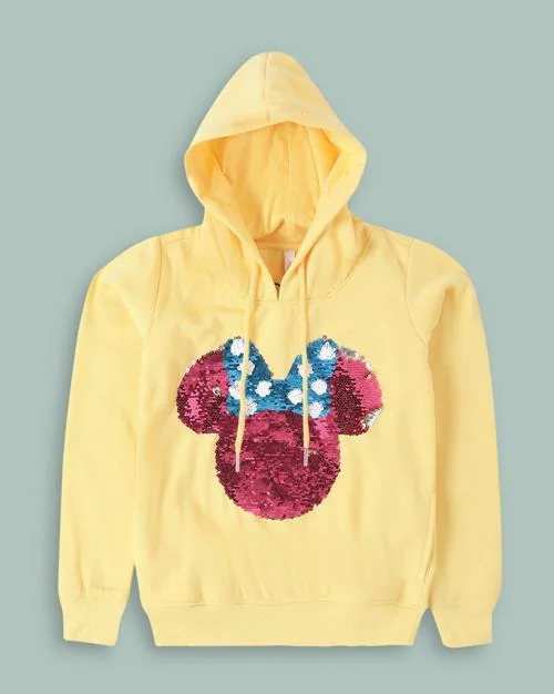 Embellished Hoodie with Ribbed Hem