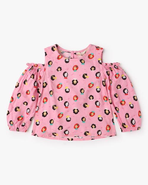 Printed Cold-Shoulder Top