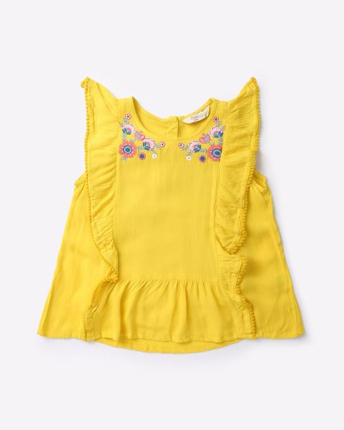 Embroidered Regular Fit Round-Neck Top