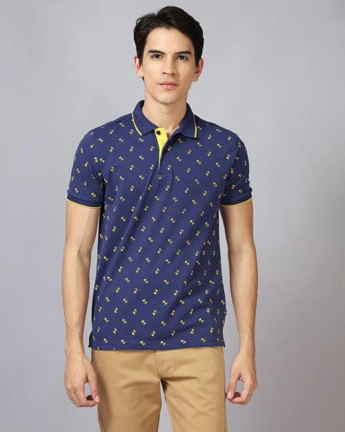 Micro Print Slim Fit Polo T-Shirt