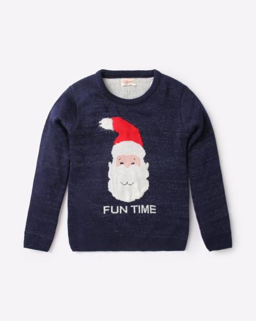 Embroidered Round-Neck Sweater