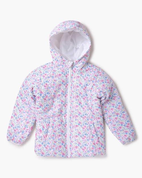 Floral Print Hooded Puffer Jacket