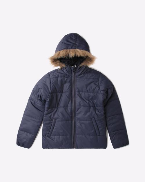 Zip-Front Hooded Puffer Jacket