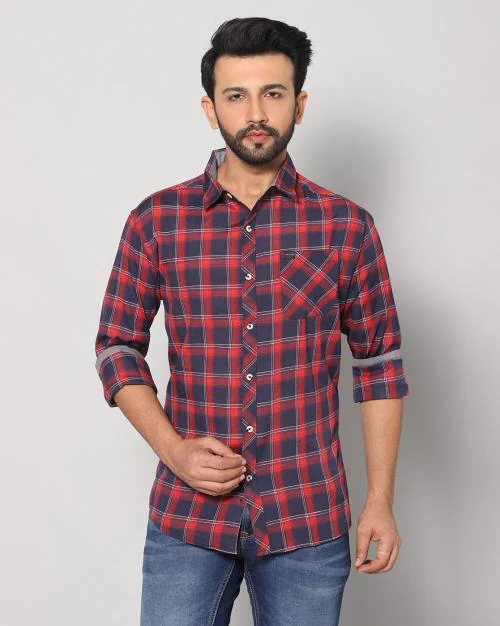 Men Checked Slim Fit Shirt