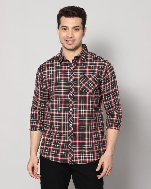 Men Checked Slim Fit Shirt