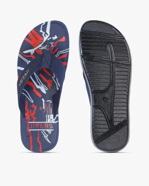 Men Thong-Strap Flip-Flops with Printed Footbed