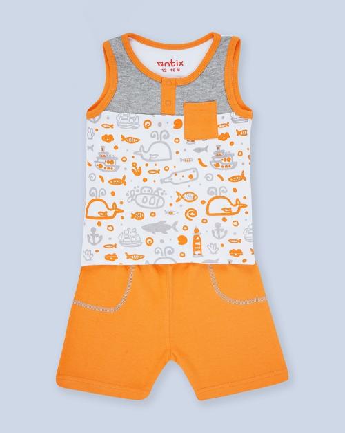 Graphic Print T-Shirt & Shorts Set