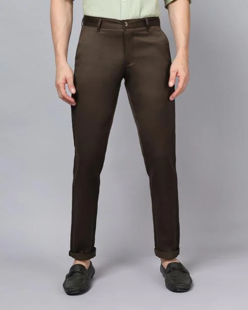 Slim Fit Flat-Front Trousers