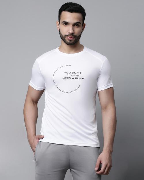 Typographic Print Slim Fit Crew-Neck T-Shirt