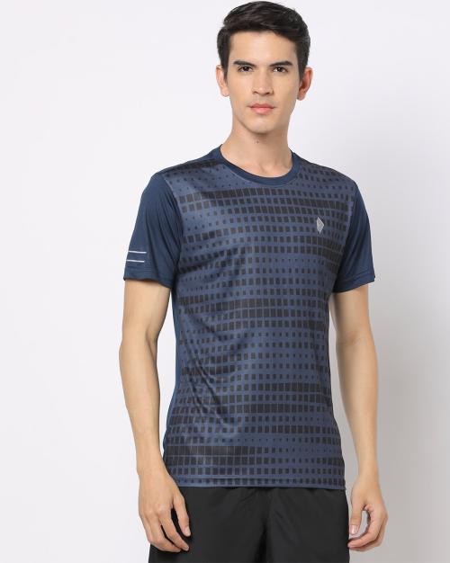 Geometric Print Slim Fit Crew-Neck T-Shirt