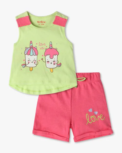 Printed Regular Fit T-Shirt with Shorts