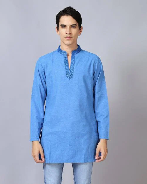 Buy Short Kurta with Embroidered Neckline Online at Best Prices in