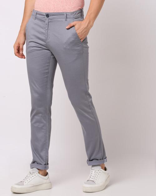 Buy MidRise FlatFront Tapered Trousers Online at Best Prices in India