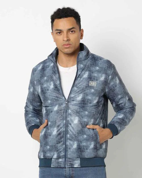 Printed Zip-Front Bomber Jacket