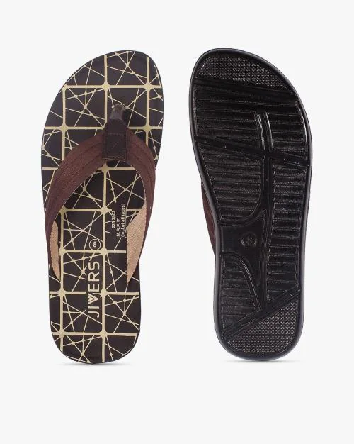 Men Brand Print Thong-Strap Flip-Flops