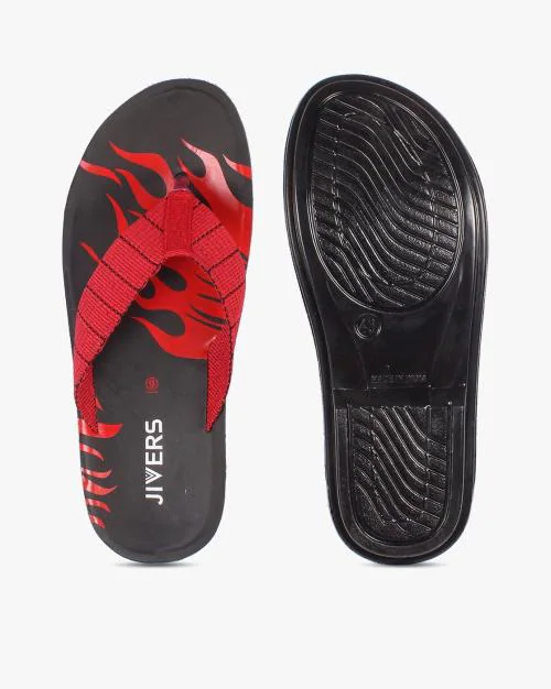 Thong-Strap Flip-Flops with Printed Footbed