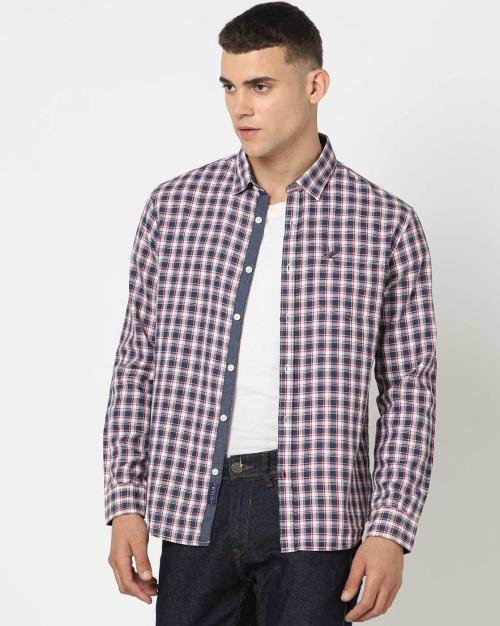 Men Checked Slim Fit Cotton Shirt