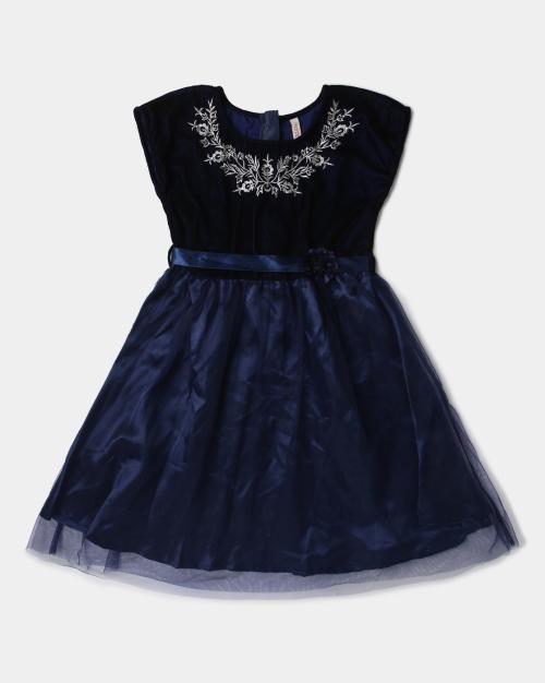Girls Embroidered A-Line Dress