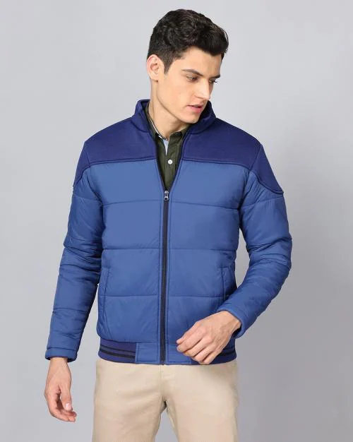 Quilted Zip-Front Bomber Jacket