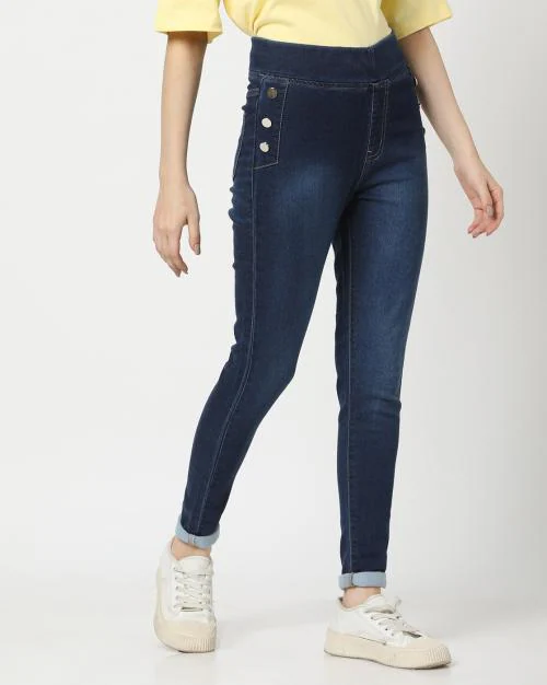 Women Stone-Wash Skinny Fit Jeggings