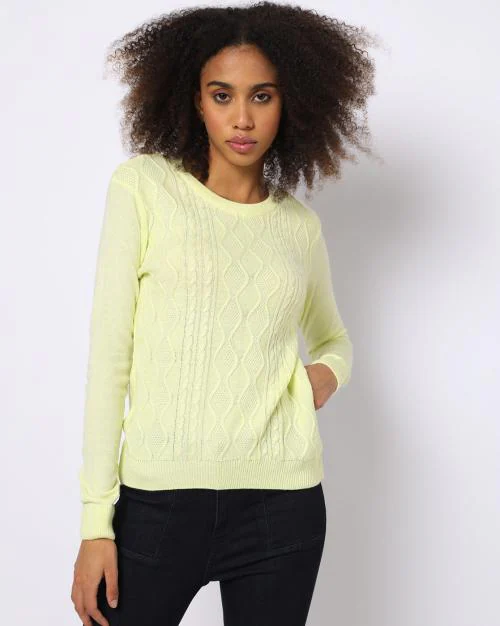 Cable-Knit Round-Neck Pullover