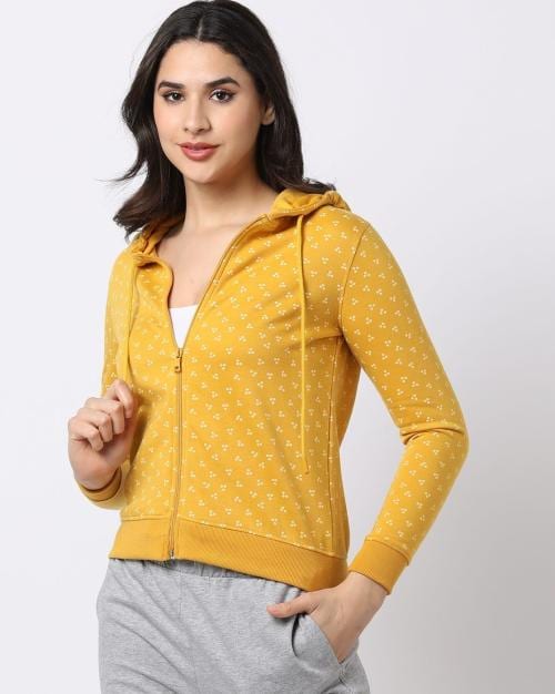 Printed Zip-Front Hoodie