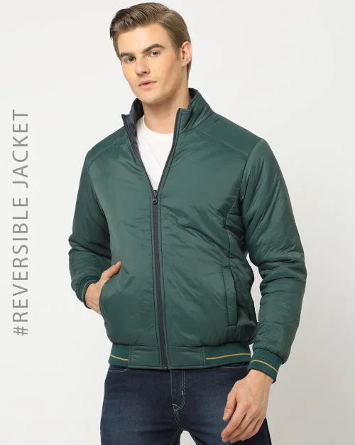 Zip-Front Slim Fit Reversible Bomber Jacket