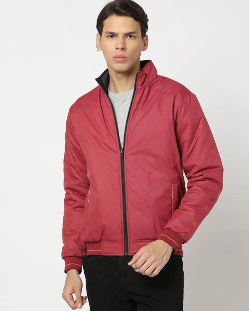 Slim Fit Zip-Front Reversible Bomber Jacket