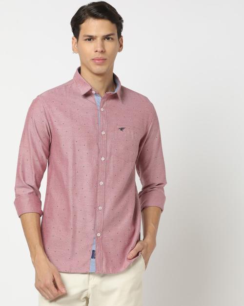 Men Printed Slim Fit Shirt with Patch Pocket