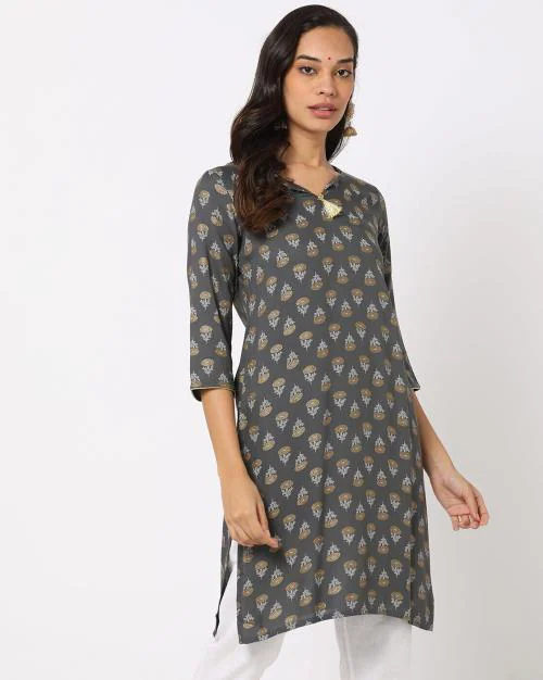 Floral Print Straight Kurta