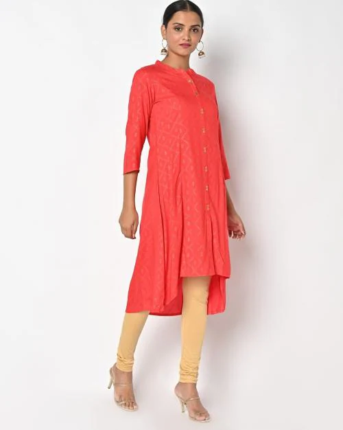 Printed A-Line Kurta with Asymmetric Hem