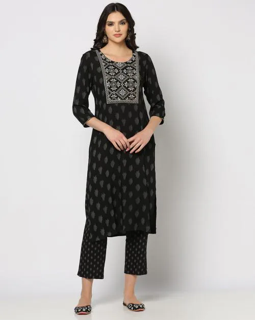 Women Printed Straight Kurta with Pant Set