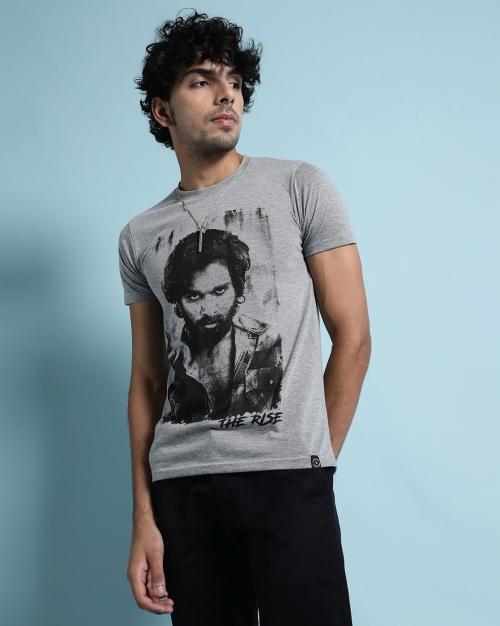 Pack of 2 Pushpa Print Slim Fit T-Shirts