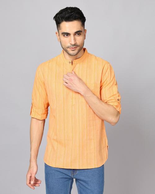 Buy Striped Short Kurta with Patch Pocket Online at Best Prices in